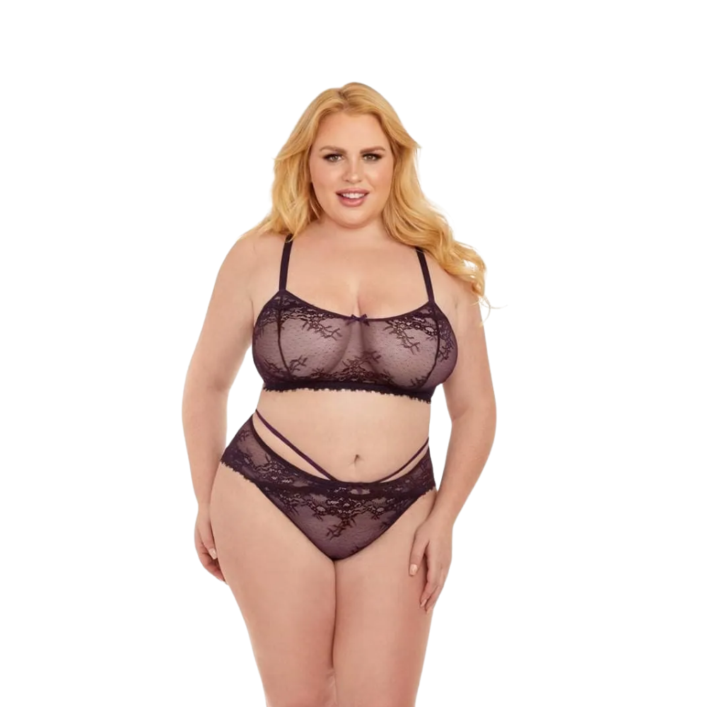 Mesh Bralette with Strappy Boyshort