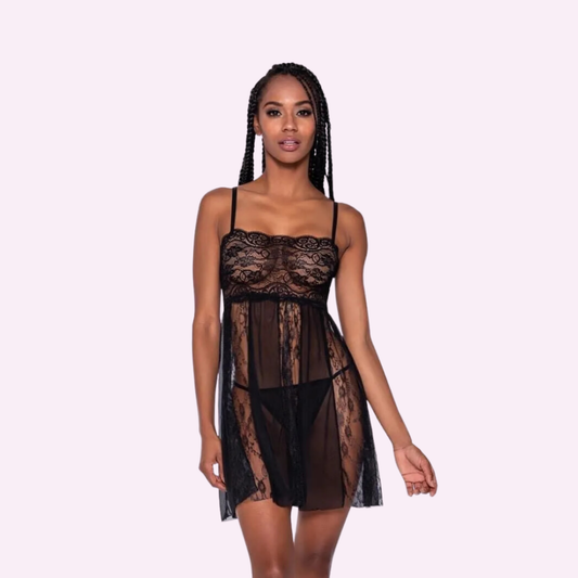 Sheer Panel Babydoll w/Panty
