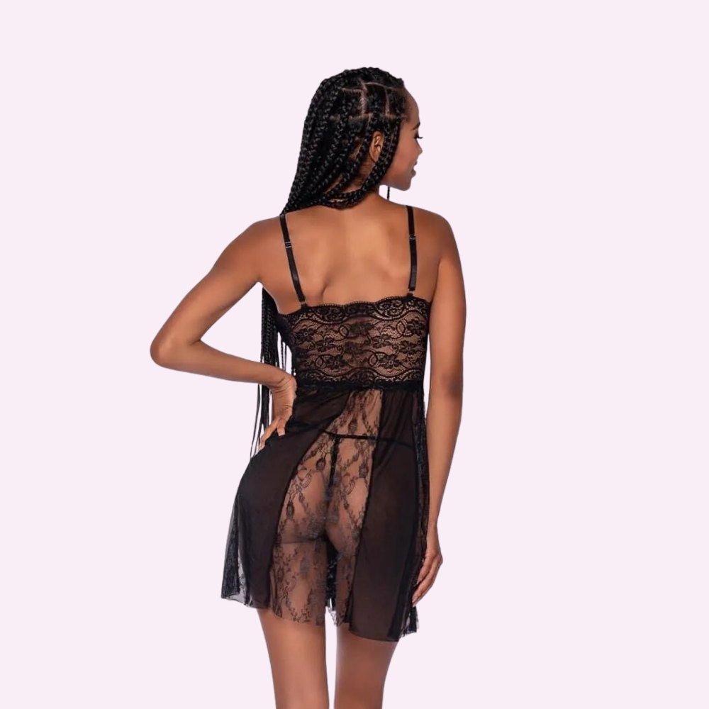 Sheer Panel Babydoll w/Panty