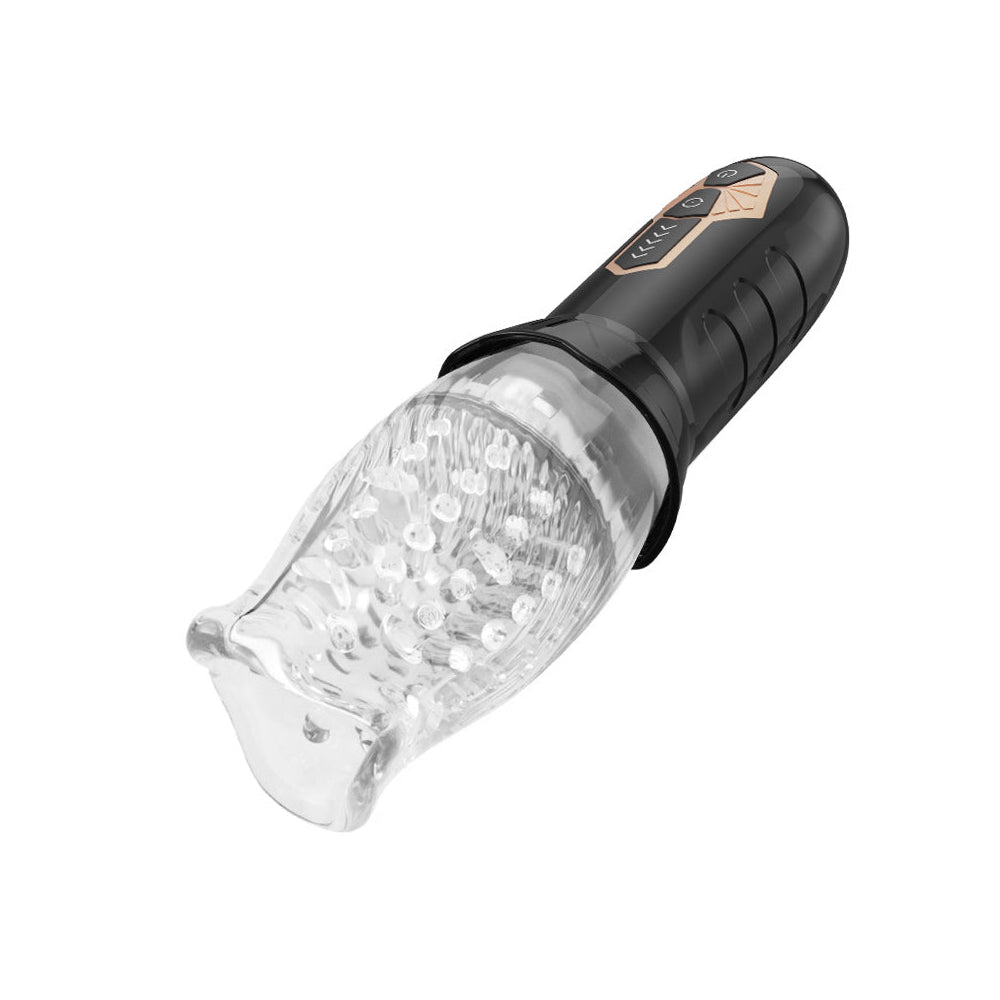 The Male Rose Gawk Gawk 3000 Rechargeable Rotating Masturbator - Black/Clear