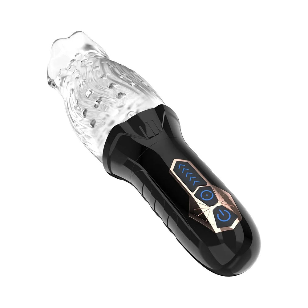 The Male Rose Gawk Gawk 3000 Rechargeable Rotating Masturbator - Black/Clear