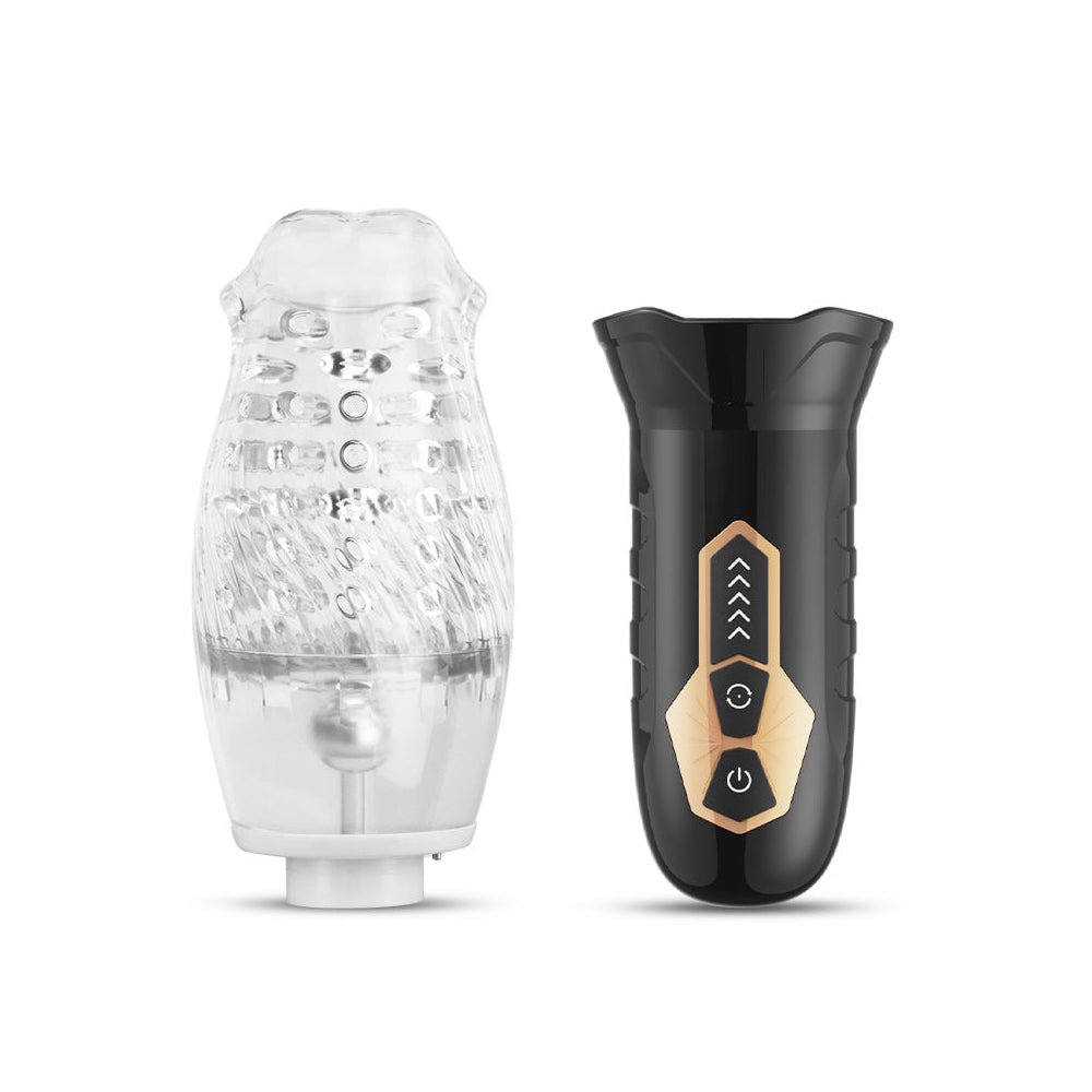The Male Rose Gawk Gawk 3000 Rechargeable Rotating Masturbator - Black/Clear